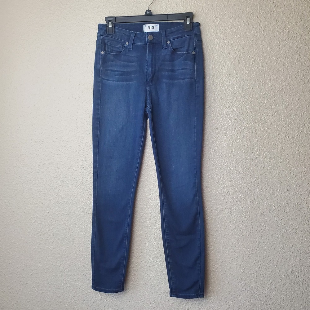 Paige Women's Hoxton Skinny Cropped Pants, Size 27, Blue Washed High Waisted Str